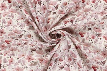 Musselin, Double Gauze, mit Blumen, malve, wollweiß, 0,5 m